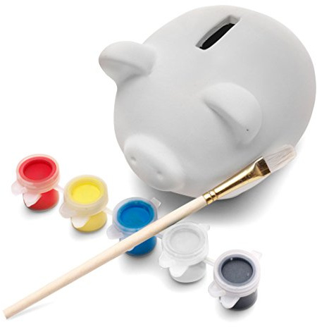 eBuyGB Paint Your Own Pottery Piggy Bank/Money Box, Ceramic, White (Pack of 8)