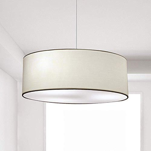SPARKSOR Pendelleuchte Hängeleuchte, Stoff Pendellampe, Weiß Esszimmer Haengelampe, Durchmesser 45cm, Esstischleuchte für Wohnzimmer Schlafzimmer Küche, Warmweiss 3-flammig E27, Höhenverstellbar