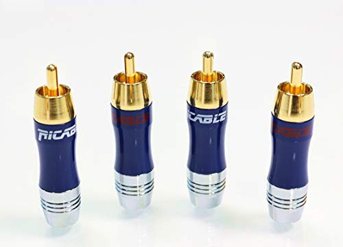 Ricable Custom RNU - Kit 4 Pz. Connettori RCA Hi-Fi a Saldare per cavo 7 mm max.