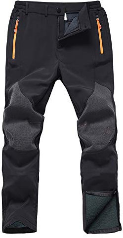 Gash Hao Herren Wasserdicht Winddicht Wanderhosen Ski Hosen Warme Softshellhosen Winter Outdoorhose Snowboardhose Trekkinghose Reißverschluss unten am Bein Hosen (180 Schwarz, 30W x 30L)