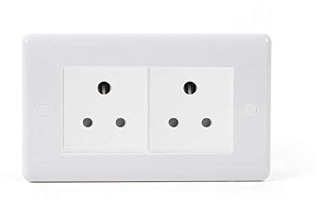 Lieber Silk White 2 Gang 5 Amp Wall Double Plug Socket - Curved Edge