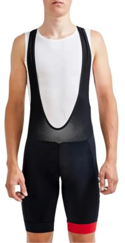 Craft Core Endur Bib Shorts M Pantaloncini da Ciclismo, Nero/Rosso Brillante, M Uomo