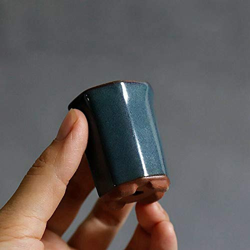 LOOPIG Mini pot à bonsaï octogonal bleu glacé 4 x 4 x 5 cm