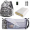 SNDMOR Wickeltasche Rucksack, wickelrucksack mit bettfunktion Großer, Multifunktionale Diaper Bag Mit Wickelunterlage, Kinderwagen-Haken, Geeignet für Mama und Papa (Graue Feder)