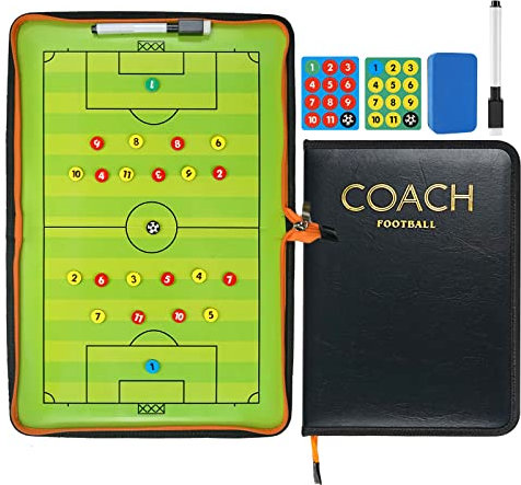 RoseFlower Taktiktafel Fussball, Fußball Trainer Taktikmappe mit Marker Stift Magneten, Profi Tatktikboards Fussball Coach-Board für die Schulung oder Spielanalyse