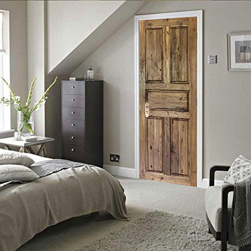 VIRANDA Türtapete 3D Türaufkleber Selbstklebend TürPoster - Holztür - Türfolie Poster PVC Abnehmbar Wasserdichte Door Stickers 90 x 200 cm