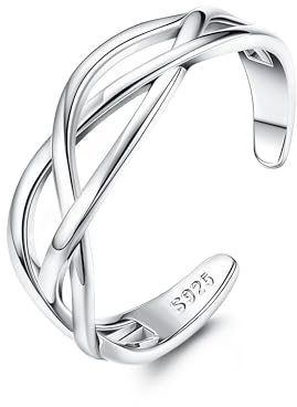 PATISORNA 925 Sterling Silver Toe Rings for Women Adjustable Wrap Open Cuff Ring Hypoallergenic Celtic Knot Vintage Band Rings for Men Ladies Celtic Knot