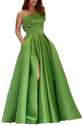 yhfshop Demoiselle d'honneur Robe de Soirée,Robes de soirée pour Femmes avec Fente,Green,US16,Robe de Soirée Longue Sexy Chic, Vert
