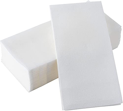 SUZZYVINE 100 PCS Einweg Servietten Weiß, Leinen Gefühl Party Serviette,Gästehandtuch,Einweg-Badezimmerhandtuch,Idee für Party, Hochzeit oder Event,Packung von 100(Weiß)