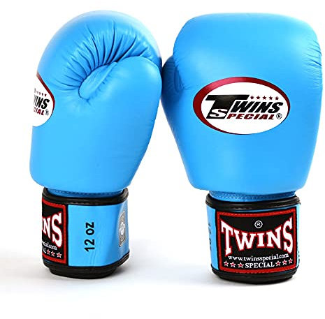 Twins Boxing Gloves BGVL3 Muay Thai Sparring Gloves 10oz 12oz 14oz 16oz Adult Kickboxing Hook & Loop Training Gloves (12oz, Sky Blue)