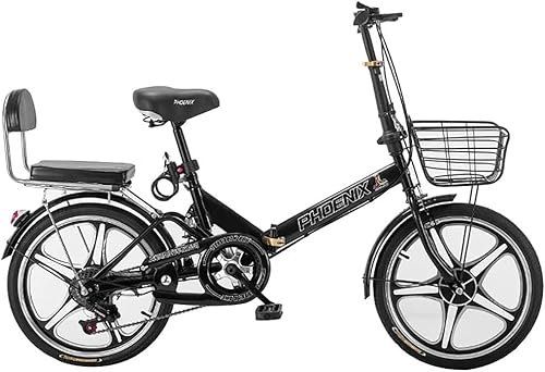 Faltrad, 20 Zoll Leichtes Aluminium-Faltrad Für Die Stadt, Schnelles Faltsystem, Ultraleichtes Tragbares Fahrrad Für Erwachsene Studenten Black