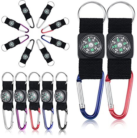 Kompass Schlüsselanhänger,15 Stück Karabiner Kompass Clip Kompass Schlüsselanhänger Clip Kompass Karabiner Für Camping Wandern Klettern Angeln Oder Reisen (Zufällige Farben)