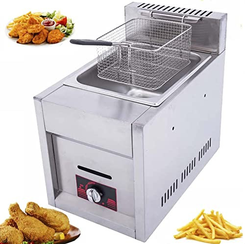 JIADUOFU Friggitrice a Gas Professionale,Friggitrice da Banco a Gas da Banco in Acciaio Inossidabile,Fornello da Esterno da Banco per Friggere Patatine Fritte, Anelli di Cipolla, Pollo