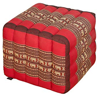 Handelsturm Thaikissen Quader/Würfel 40 x 45 x 50 Positurkissen Hocker Fußhocker Lagerungskissen Polsterhocker (Elefanten rot)