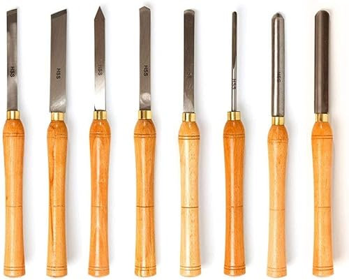 OITTo 8-teiliges Drehmeißel-Holzdrehmeißel-Schneiden, Schnitzen, HSS-Stahlklingen, Drechselwerkzeuge, Drehmeißel-Set zur Aufbewahrung zum Drechseln von Hartholz