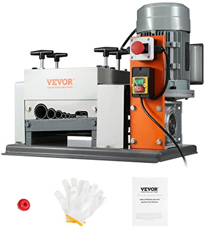 VEVOR Máquina Pelacables Automática de Hierro Fundido 1500 W Pelacables Eléctrico Motorizado de 1,5-40 mm Pelacables de 27 m/min con Manivela Manual Extra 9 Canales para Reciclaje de Chatarra de Cobre