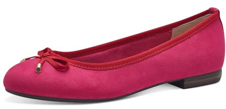 MARCO TOZZI Damen Ballerinas mit Schleife Vegan, Rosa (Pink Red), 39 EU