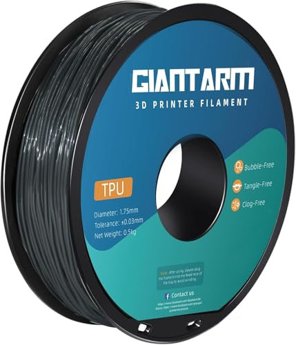 GIANTARM TPU Filament 1.75 mm for Flexible 3D Printers Transparentes Silber 0.5 kg