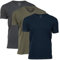 True Classic Camiseta de Manga Corta con Cuello de Pico para Hombre, Pack de 3 - Carbón, Verde Militar, Azul Marino, XL