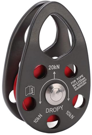 Kletterrolle, 20KN 71x44x30cm/2,8x1,73x1,18 Zoll Mikro Seilrolle Leichte Kletterrolle Aluminiumlegierung Rettungsrolle Robuste Einzelrolle Feste Schaukelrolle für Transport Takelage Baumpfleger