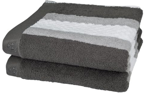 Ross Walk-Frottier Handtücher Harmony Streifenfond Graphit, Handtuch 50x100 cm