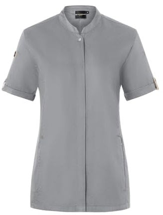 Karlowsky Damen Kochjacke Green-Generation Kurzarm Druckknöpfe Modern Fit Polyester/Baumwollmix Oeko-TEX® nachhaltig Platingrau - Größe 42