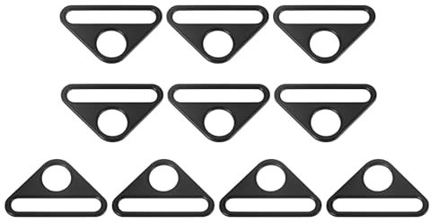 QUARKZMAN Dreieck Schnalle Versteller, 10 Stück Dreieckschnalle Triangle D Ring 50mm Dreiecks D Ringe Versteller mit Schwenkclip Taschenzubehör Ersatz für Taschen Gurtband, Mattschwarz