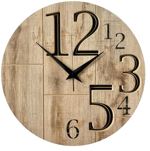 STYLER Wanduhr Lucas 57 cm | Lautlose XXL Uhr aus Holz Made in EU – inklusive Wandaufhängung – Designer Wanduhr ohne Tickgeräusche mit Metallzeiger | Wohnzimmer Büro Flur | Loft Modern Minimalistisch