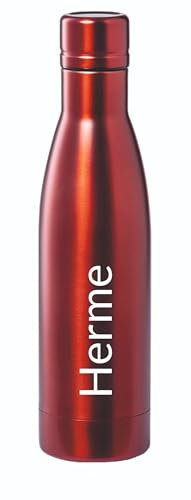 C&P Botella personalizada acero inoxidable térmica botella termo agua con tu texto grabada en láser con doble pared (Rojo)