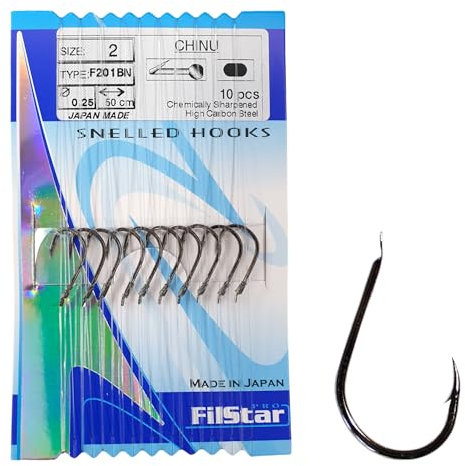 PRO FILSTAR Angelhaken Set mit Vorfach 10 Stück, N2 - Gebundene Haken mit Mono Angelschnur 50cm, Dia 0,25mm - Karpfenangeln - Karpfen Angeln Zubehör - Karpfenhaken - Carp Fishing Hooks – Angelzubehör