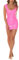 Koucla Musthave Gogo Mini robe de soirée à col rond au look mouillé brillant, rose fluo, M
