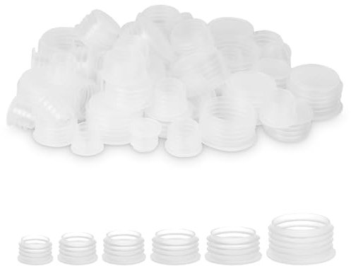 60PCS 6 Size Salt and Pepper Shaker Stoppers - Plastic Reusable Round End Caps for Bottles with Diameters 11/13/15/17/19/24 mm - Clear Replacement Bottle Caps for Bottles, Pipes, and Salt Shakers