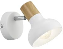 lightling Wandlampe Larissa aus Metall, mit Holz-Optik, Wand- und Deckenmontage, exkl. 1 x E14 max. 10W, Höhe 17 cm, Breite 12 cm, weiß matt