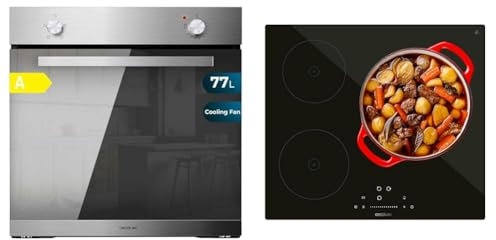 Cecotec Horno Integrable Bolero Hexa C126000 Mirror A 2800 W, 77 L de capacidad, 4 Funciones & Placa de Inducción 3 Fuegos Bolero Squad I 3200. Potencia Máxima 7200W