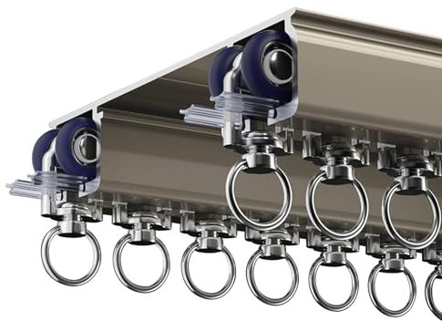 Vorhangschiene Aluminium, 2-läufig Gardinenschiene Decken Vorhang Schiene Wohnmobil-Schiebevorhangschienensystem for Etagenbett Erkerfenster Raumteiler Flexibel Gerade(Gold,1.5m(4.9ft))