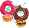 2er Set Donut Schwimmring mit 1x Getränkehalter aufblasbar - 120 cm Schwimmreifen für Pool & Wasser - Kinder & Erwachsene (Pink + Braun Set)