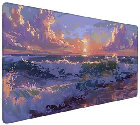 Gaming Tapis de Souris XXL 1000x500 Extra Large Tapis Souris, d'ordinateur Pad Tapis de Bureau Surface Lisse et Base en Caoutchouc Anti-dérapant Soft Cloth Tapis de Souris Gamer (Bleu, OcéAn) A-D