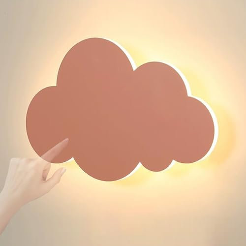 GZZBMY Kinderzimmer LED Wandleuchte mit Touch Schalter Wandlampe Innen Cartoon Wolken Wandbeleuchtung mit Schalter und Stecker Nacht Licht Mädchen Nachttischlampe 12W Babyzimmer (Rosa,Warmes Licht)