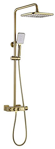 OJKJGY Set Doccia termostatico, Set Miscelatore Doccia da Bagno dal Design Moderno, Kit Doccia a Parete con soffione da 31 * 21 cm e doccetta Manuale, Altezza Regolabile, Facile da installare