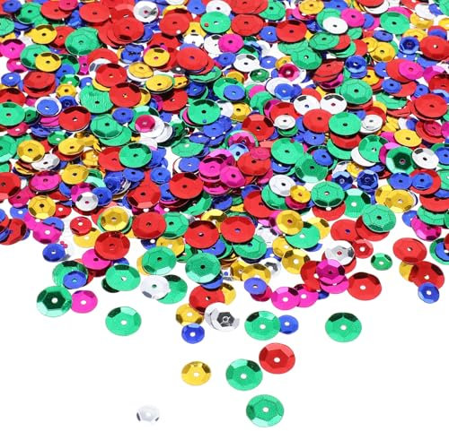 39999 Stück Bunte Pailletten Für Bastelarbeiten Weihnachts Pailletten 1 6 10mm Bunte Pailletten Lose Pailletten Stickerei Glitzer Mit Löchern Zum Nähen Basteldekorationen Schmuckherstellung