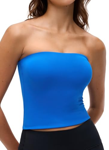 CRZ YOGA Butterluxe Dubbelfodrad kort tubtopp Sparkle Blue S