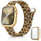 Ocaer Kompatibel mit Apple Watch Armband mit Gehäuse 40mm 41mm 42mm 44mm 45mm 46mm, Metall Magnetisch iWatch Armband für Apple Watch SE Series 10 9 8 7 6 5 4, Edelstahl Mesh Loop (Gold-Leopard, 40mm)