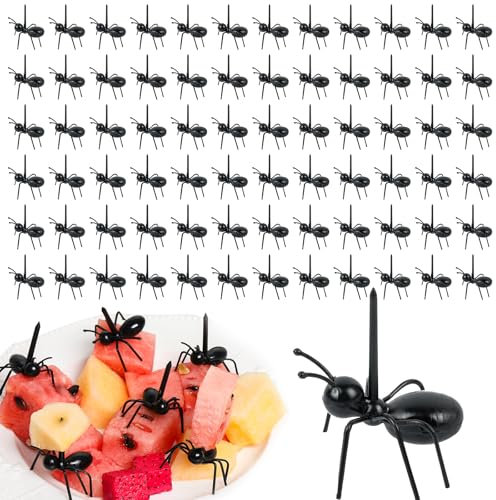 72 Stück Ameisen Zahnstocher, Food Picks Wiederverwendbare Mini Obst Gabel Ant Obstgabeln BPA Frei Ameisen Spieße für Kuchen Obst Desserts Desserts