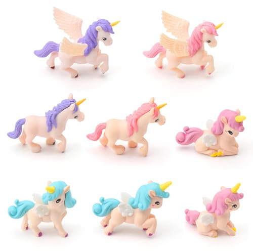 8 Stück Einhorn Deko Torte, Einhorn Figuren, Torten Dekoration Für Einhorn, Minifiguren Einhorn Tortendeko Geburtstag für Mädchen Desktop-, Bücherregal-, Geburtstagsfeier-, Cake Topper Dekoration