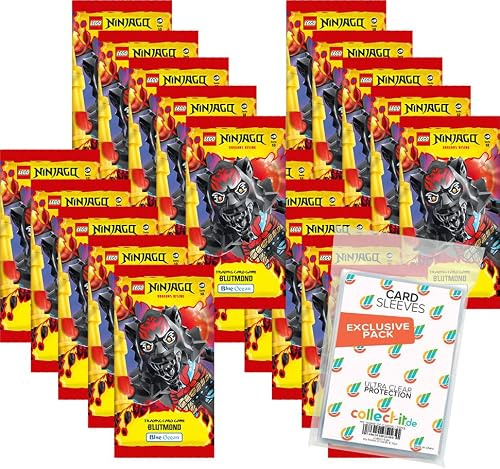 Bundle mit LEGO Ninjago Serie 10 BLUTMOND (2025) Trading Cards - 20 Booster + Exklusive Collect-it Hüllen
