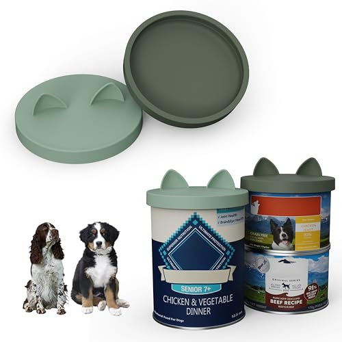 OHMO Dosendeckel Hundefutter, 75mm Silikon Deckel für Dosen für Tierfutter 400g, BPA-frei, Tarngrün&Hellgrün, 2er-Set