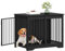 Hzuaneri Hundekäfig Möbel, 81cm hundebox für zuhause, Schiebetüren, 2 Türen, Moderne hundebox Holz Indoor für kleine/mittlere Hunde, Hundekäfig für Zuhause, 55x81x67,5cm, Schwarz DFC83604B