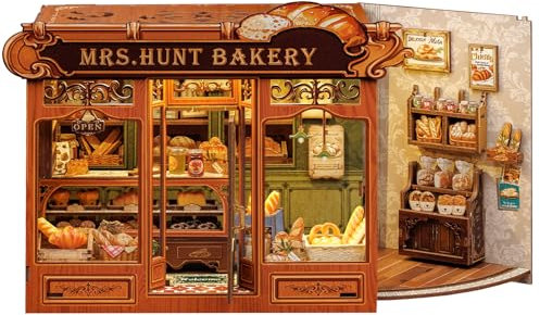 CUTEBEE Book Nook Kit - DIY Maquetas para Construir Adultos Modelbouw, Puzzle 3D Bakken Miniature House, Familiares y Amigos (Mrs. Hunt Bakery)