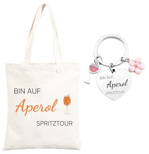 QITIXI:OU Aperol Spritz Gift, Aperol Spritz JGA Bag, Bin auf Aperol Spritztour, Holy Aperoli, Keyring Gift Bag, White, 1