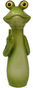 Zaunstecker Frosch – lustige Frösche Gartenfigur – Zaunhocker Garten Deko – Frosch Figur für Garten, Balkon & Terrasse – Zaun Dekoration Gartendeko Tiere (30 cm, Stinkefinger Frosch)